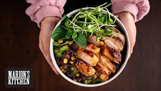 One Pan Glazed Chicken amp Veggie Bowl  Marions Kitchen [upl. by Tnomel]