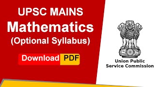 UPSC Maths Syllabus  UPSC Maths Optional Syllabus  Maths Optional UPSC Syllabus [upl. by Tessi]