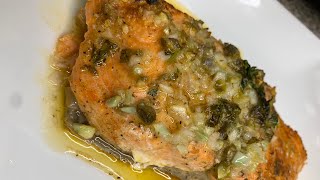 Baked Salmon in a lemon garlic amp capers butter sauce [upl. by Murdock]