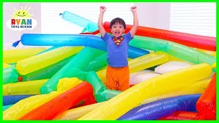 Blowing Giant Windbag Science Experiment for kids to do at home with Ryan ToysReview [upl. by Okubo]