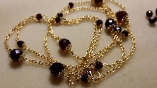 DIY  tutorial principianti  Collana tipo Chanel con perle di granato e catenella oro [upl. by Ambert]