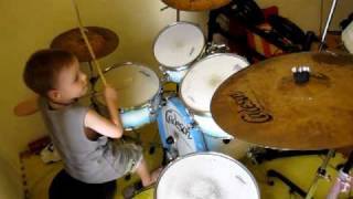 ACDC  Back in Black  Drum Cover  5 Year Old Drummer [upl. by Carlock854]