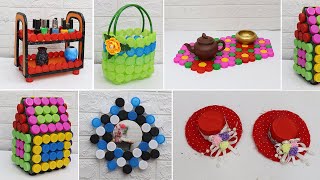 Waste plastic bottle caps craft ideas  Craft ideas using bottle caps [upl. by Nallaf]