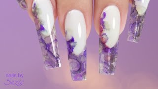 Clear Gel Nails with Ink Inlay [upl. by Reahard]