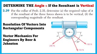 Determine the angle if the resultant is vertical  Vector Mechanics  Engineers Academy [upl. by Keffer562]