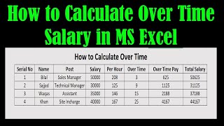 Overtime Pay in MS Excel [upl. by Fernald864]