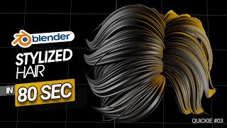 How to create stylized hair in blender 80sec tutorial  quickie tuts 03 [upl. by Norling]