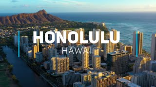 Honolulu the capital city of Hawaii  4K drone footage [upl. by Llenart209]