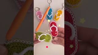 crochet slippers keyringcrochet cute key ring ideaslikecommentjuttikeyring [upl. by Leorsiy361]