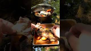 Camping Dutch Oven chicken cooking [upl. by Eirb]