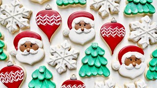 EASY CHRISTMAS COOKIES  Satisfying Cookie Decorating with Royal Icing [upl. by Vachil]