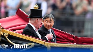 Japans Emperor Naruhito arrives to greet King Charles in London during state visit [upl. by Mcnair31]