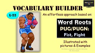 Word Root PUGN and derived words illustrated Vocabulary L22 [upl. by Ahcsap663]