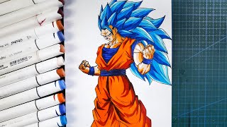 How to Draw Goku super Saiyan blue 3😱  Step by step drawing tutorial Dragonball [upl. by Etnaid532]