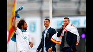 Real Madrid Champions League celebrations  Ronaldo amp Ramos sing at Cibeles [upl. by Cilla]