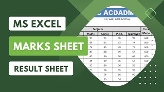 Result sheet in MS Excel  Marks Sheet in MS Excel  Use of Excel [upl. by Aennaej]