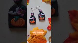 Halloween Pumpkin Earrings clayart [upl. by Aimac521]