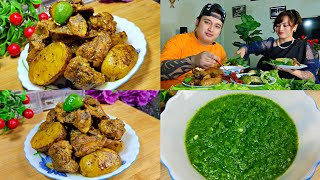 Dohsniang Bad U Phan  Dhonia Chutney 😋 Pork With Potato Recipe  Husband Wife ♥️ [upl. by Chelton]