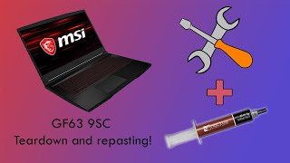 MSI GF63 9SC Teardown  Thermal repasting [upl. by Eceirehs]