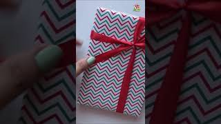 How to Wrap a Ribbon on a Christmas Gift Box  Easy way to wrap a Gift with Ribbon giftwrap [upl. by Juana30]