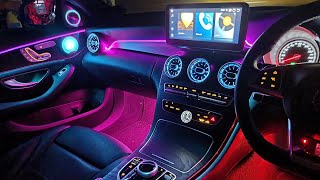 Epic Mercedes Benz C Class W205 Full Ambient Light Install  RGB LED Car Interior  Car Ambient [upl. by Egroej]