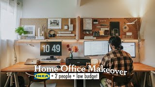 Home office makeover on low budget with IKEA hacks Office for 2 [upl. by Izy992]