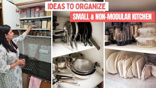 Small Kitchen Organization Ideas  Tips to Store Utensils Cookware Grocery in NonModular Kitchen [upl. by Akram]