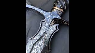 custom hand made Damascus steel sword for sale axe katana smallaxe sword axethrowing knife [upl. by Pelagias]