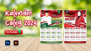 Kalender Caleg 2024  Free Ai amp Psd [upl. by Berck]