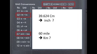 카시오 계산기를 이용한 단위 변환 Cm → inch mile →Km 등 [upl. by Kassi]