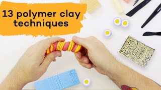 13 polymer clay techniques [upl. by Eileek]