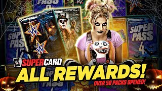 OPENING EVERY SUPERPASS REWARD Over 50 Packs  WWE SuperCard [upl. by Bore530]