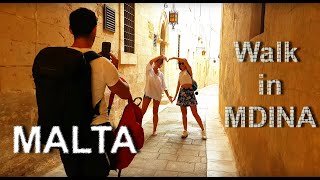 4K Mdina Long Walk  Malta Walks [upl. by Korney]