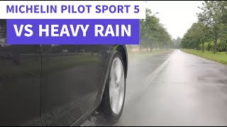 Michelin Pilot Sport 5 Summer Tires In The Wet  Standing Water and Braking [upl. by Tivad]