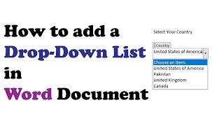 How to add a DropDown list in a Word Document [upl. by Ahsilif]