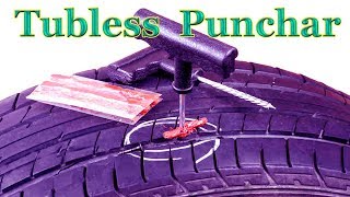 TUBELESS PUNCTURE  How to make Tubeless Puncher of any tubeless Tyre [upl. by Ahsitnauq]