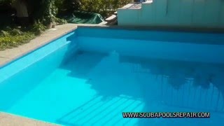 COMO REPARAR UNA PISCINA DE FIBRA CON FUGAS EN MADRID WWWSCUBAPOOLSREPAIRCOM [upl. by Chesnut]