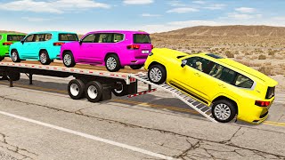 Flatbed Truck Mcqueen  Transportation with Truck  Pothole vs Car 179  BeamNGDrive [upl. by Civ898]