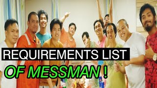 MESSMAN REQUIREMENTS LIST  ANUANO ANG KUKUNIN NA TRAINING [upl. by Tobit]