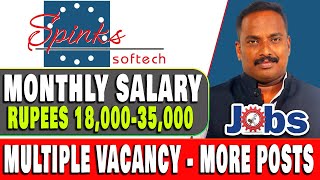 Rs35000 வரை சம்பளத்தில் நிரந்தர வேலை 2024  SPINKS SOFTECH PVT LTD  Jobs In Tamil  VVVSI [upl. by Ennirac]