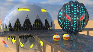 Pacman vs Shredder Robot amp Rolling Robot Monsters [upl. by Ycnay]