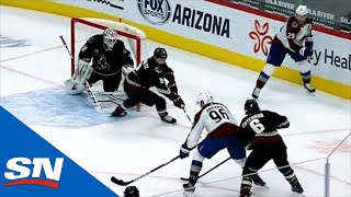 Nathan MacKinnon Finds Mikko Rantanen With Perfect NoLook Backhand Pass To Score [upl. by Animehliw652]