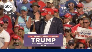 Video shows moment of Trump assassination attempt at rally [upl. by Thais860]