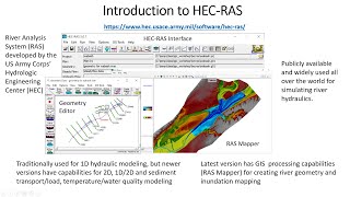 Introduction to 1D Hydraulic Modeling using HECRAS 110 [upl. by Ymmit]