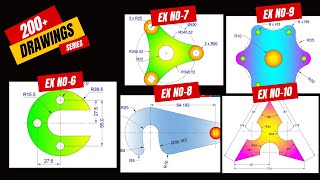 AutoCAD Practice Drawings Ex6789 amp 10  200 Drawings Series autocad autocaddrawing [upl. by Budge348]