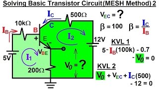 Electrical Engineering Ch 3 Circuit Analysis 35 of 37 Solving Basic Transistor Circuit MESH 2 [upl. by Anirehtak]