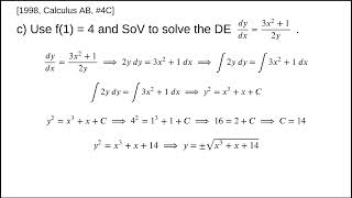 AP Calculus AB  1998 4C [upl. by Weywadt]