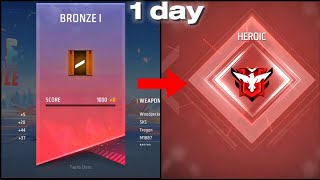 BRONZE TO HEROIC FREE FIRE 😁 LEVEL  1 ID  1 DAY BR RANK PUSH 😬 FREE FIRE [upl. by Mosenthal]