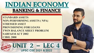 UNIT 2 LEC 4  NPA STRESSED ASSET WRITE OFF PROVISIONING SUBSTANDARD ASSET  INDIAN ECONOMY [upl. by Aliak]