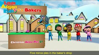 Five Mince Pies in the Bakers Shop with Lyrics  Childrens Christmas Songs  Little Action Kids [upl. by Einnep]